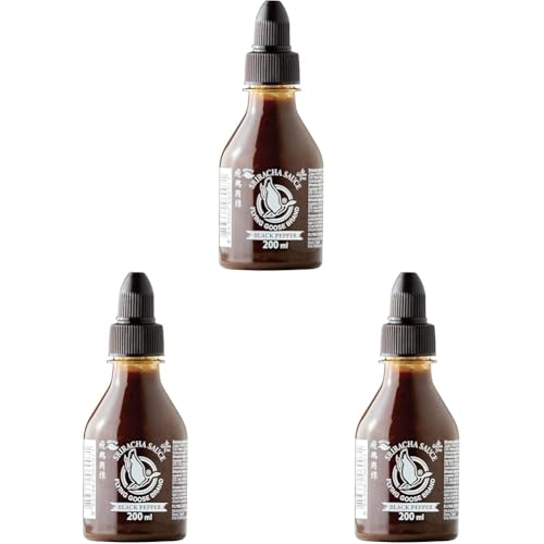 Flying Goose Sriracha Chilisauce, schwarzer Pfeffer, (200 ml) (Packung mit 3) von Flying Goose