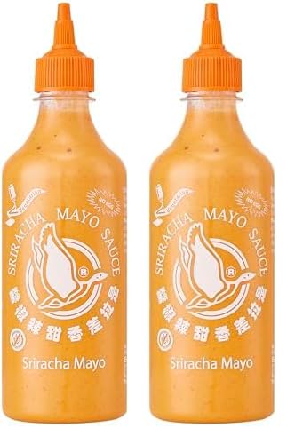 Flying Goose Sriracha Mayoo Sauce - Mayonnaise, leicht scharf, orange Kappe, Würzsauce aus Thailand, 2er Pack (1 x 455 ml) von Flying Goose