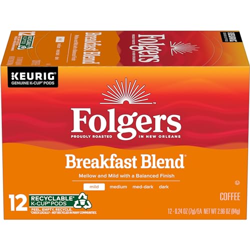 Folgers Breakfast Blend Keurig K-Cup Pods, Mild Roast Coffee, 12 Stück von Folgers