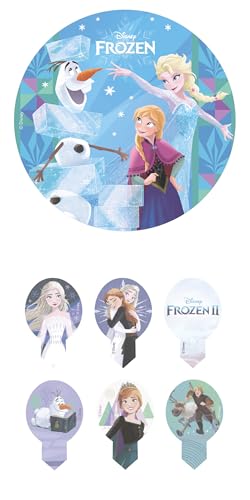 Fondantify 2er Set Frozen: essbarer Tortenaufleger und Muffinaufstecker, Tortendeko für Geburtstage und andere Feiern von Fondantify