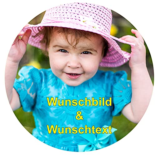 Tortenaufleger essbar mit Wunschfoto und Wunschtext aus Premium-Fondant für Geburtstag, Einschulung (Rund 20cm Durchmesser) von Fondantify