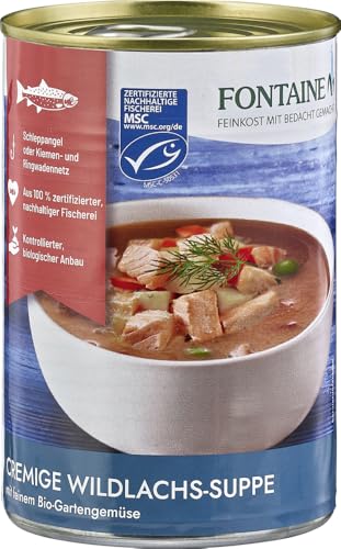 Cremige Wildlachs-Suppe mit feinem Bio-Gartengemüs von Fontaine