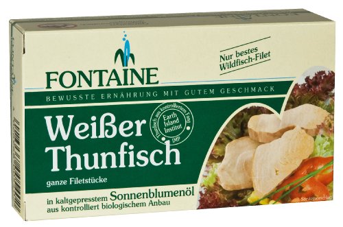 Fontaine Weißer Thunfisch in Bio-Sonnenblumenöl 120g Fischkonserve, 10er Pack (10 x 120 g) von Fontaine