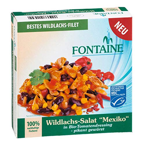 Fontaine - Wildlachs-Salat Mexiko in Bio-Tomatendressing ? pikant gewürzt - 200 g - 8er Pack von Fontaine