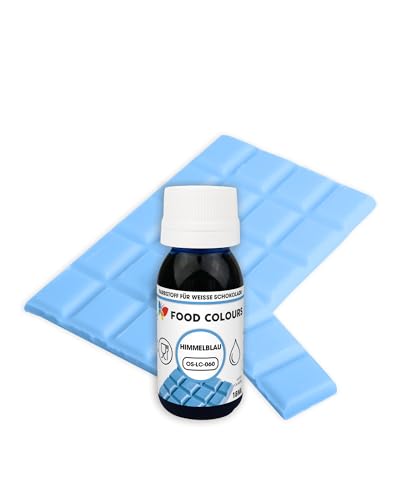 Food Colours OS-LC AZURE BLUE 18 ml Lebensmittelfarbe für weiße Schokolade, Pralinen, Cremes, Fettmassen, Gebäck, Kuchen- und Tortenverzierungen von Food Colours