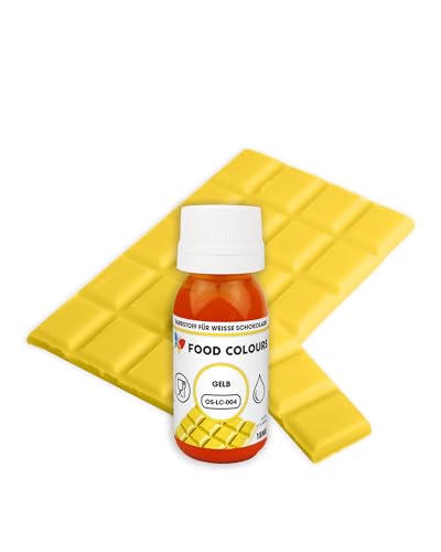 Food Colours OS-LC YELLOW 18 ml Lebensmittelfarbe für weiße Schokolade, Pralinen, Cremes, Fettmassen, Gebäck, Kuchen- und Tortenverzierungen von Food Colours