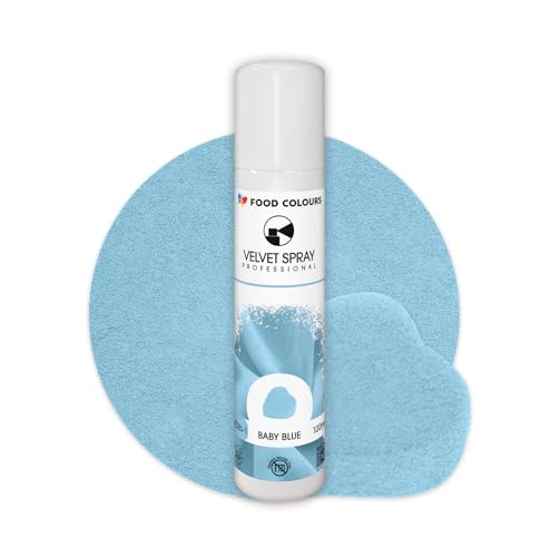 Food Colours Velvet Spray BABY BLUE 100 ml Lebensmittelfarbe, Wildlederstruktur, Dekorieren von Kuchen, Pralinen, Schokolade, Zuckermassen, Monoporzionen von Food Colours