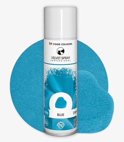 Food Colours Velvet Spray BLUE 250 ml Lebensmittelfarbe, Wildlederstruktur, Dekorieren von Kuchen, Pralinen, Schokolade, Zuckermassen, Monoporzionen von Food Colours