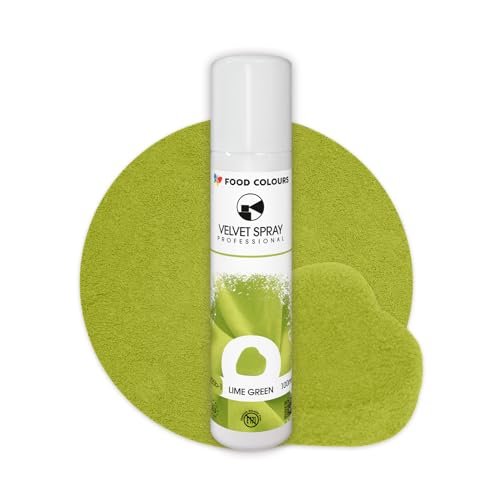 Food Colours Velvet Spray LIME GREEN 100 ml Lebensmittelfarbe, Wildlederstruktur, Dekorieren von Kuchen, Pralinen, Schokolade, Zuckermassen, Monoporzionen von Food Colours