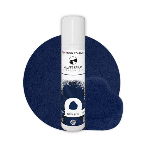 Food Colours Velvet Spray NAVY BLUE 100 ml Lebensmittelfarbe, Wildlederstruktur, Dekorieren von Kuchen, Pralinen, Schokolade, Zuckermassen, Monoporzionen von Food Colours