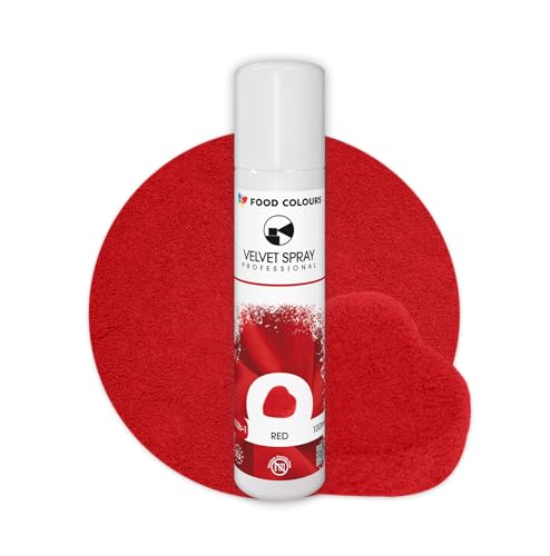 Food Colours Velvet Spray RED 100 ml Lebensmittelfarbe, Wildlederstruktur, Dekorieren von Kuchen, Pralinen, Schokolade, Zuckermassen, Monoporzionen von Food Colours