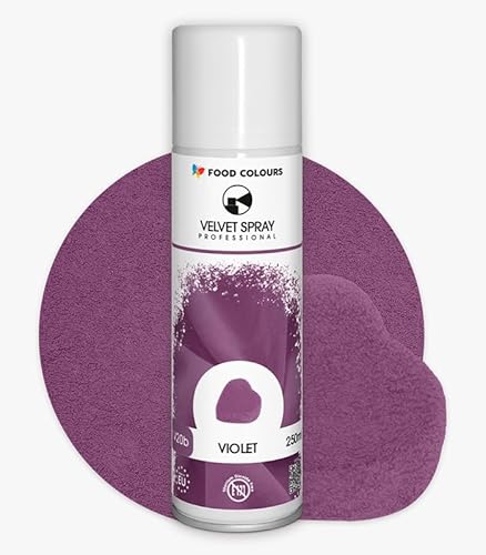 Food Colours Velvet Spray VIOLET 250 ml Lebensmittelfarbe, Wildlederstruktur, Dekorieren von Kuchen, Pralinen, Schokolade, Zuckermassen, Monoporzionen von Food Colours