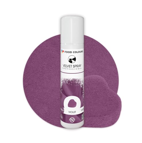 Food Colours Velvet Spray Violet 100 ml Lebensmittelfarbe, Wildlederstruktur, Dekorieren von Kuchen, Pralinen, Schokolade, Zuckermassen, Monoporzionen von Food Colours