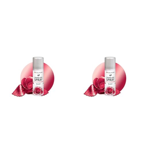 Lebensmittelfarbspray RUBY 50ML Dekorative Lebensmittelfarbe mit metallischem Effekt, Glitzerüberzug, Dekoration für Kuchen, Schokolade, Pralinen, Zuckerpaste, Tortenoberfläche (Packung mit 2) von Food Colours