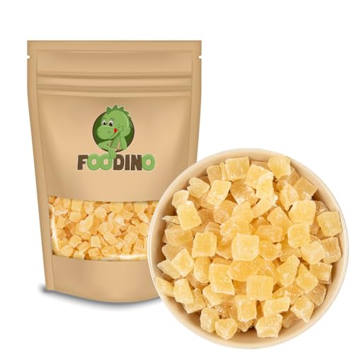 Ananas kandiert 1kg Ananasstücke kandiert in Würfel aromatisch, süß und fruchtig - getrocknete und gesüßte Ananaswürfel - Ananas Leckerbissen Foodino (1kg-5kg) (1 kg) von Foodino