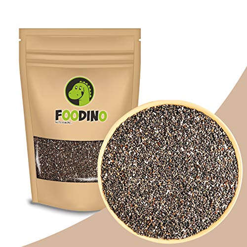 Chia Samen ganz naturbelassen ungezuckert ungeschwefelt unbehandelt Chiasamen glutenfrei vegan schwarz Rohkost roh ohne Zucker Shia 1kg - 5kg wiederverschließbar Premium Qualität FOODINO (1kg) von Foodino