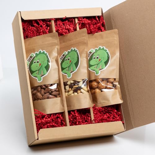 Geschenkboxen zu Weihnachten als Nussbox, Schokobox oder Mixbox (Braun mit Aufdruck, Mix-Box) von Foodino