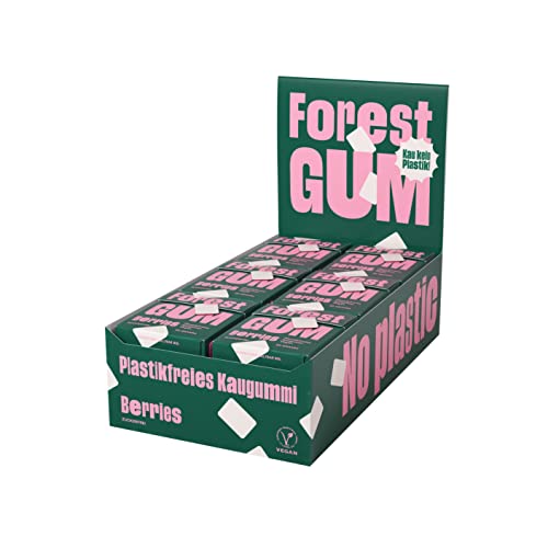 FOREST GUM Berries - Pflanzlicher Kaugummi mit Beeren-Geschmack - aus natürlichen Zutaten, ohne Zucker und ohne Plastik, vegan - 18 x 20 Gramm von Forest Gum