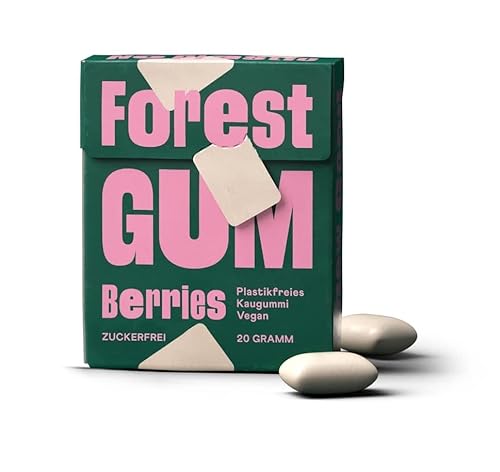 FOREST GUM Berries | Plastikfreies Kaugummi mit Beeren-Geschmack | Pflanzliche Zutaten | ohne Zucker | Vegan | 9 x 20 Gramm von Forest Gum