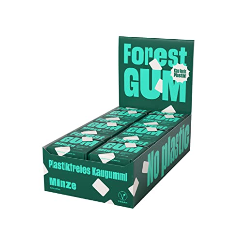 FOREST GUM Minze - Pflanzlicher Minz Kaugummi - aus natürlichen Zutaten, ohne Zucker und ohne Plastik, vegan - 18 x 20 Gramm von Forest Gum