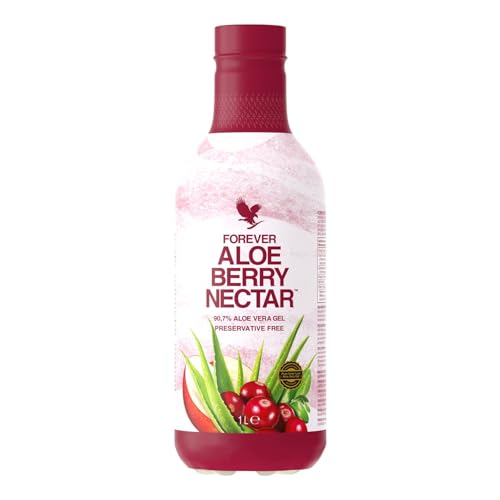 Forever Aloe Berry Nectar, 100% pures Aloe Vera Gel, 1 Liter, ohne Zusatz von Konservierungsstoffen, Vitamin C, Cranberry, Granatapfel, Apfelsaft, glutenfrei, Energielieferant, fruchtiger Saft von Forever Living Products