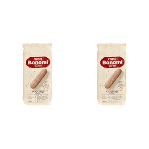 Italienische Löffelbiskuits, Savoiardi, Ladyfingers, für Tiramisu, 400g (4 x 100g) (Packung mit 2) von Forno Bonomi