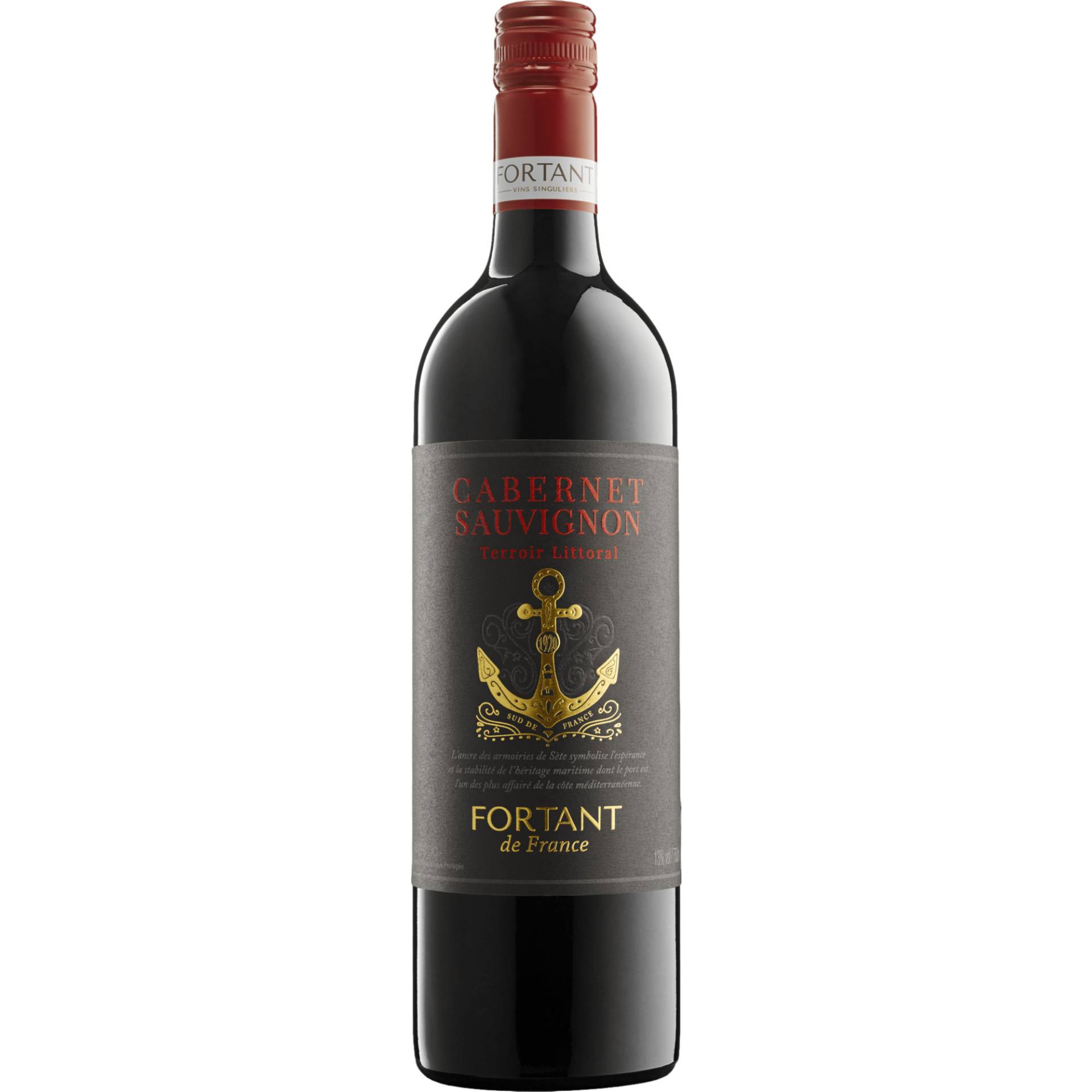 Terroir Littoral Cabernet Sauvignon, Pays d'Oc IGP, Languedoc-Roussillon, 2023, Rotwein von Fortant de France, 9 quai Paul Riquet, BP 376, 34204 Sete Cedex, Frankreich