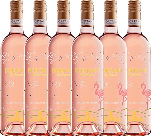 Merlot Rosé serigrafiert von Fortant de Francemit - Roséwein 6 x 0,75l VINELLO - 6er - Weinpaket inkl. kostenlosem VINELLO.weinausgießer von Fortant de France