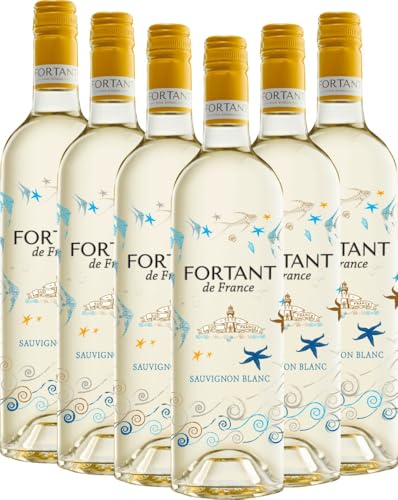 Sauvignon Blanc serigrafiert Fortant de France Weißwein 6 x 0,75l VINELLO - 6 x Weinpaket inkl. kostenlosem VINELLO.weinausgießer von Fortant de France