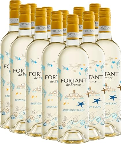 Sauvignon Blanc serigrafiert Fortant de France Weißwein 12 x 0,75l VINELLO - 12 x Weinpaket inkl. kostenlosem VINELLO.weinausgießer von Fortant de France