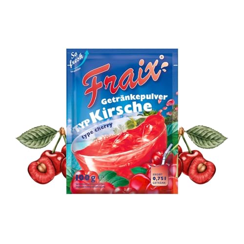 FRAIX Getränkepulver Kirsche 100er Pack (100 x 100g) Vorteilspack, Fruitt Instant Pulver mit Cherry Geschmack, Fruchtpulver perfekt für Unterwegs, Geburtstagsparty von Fraix