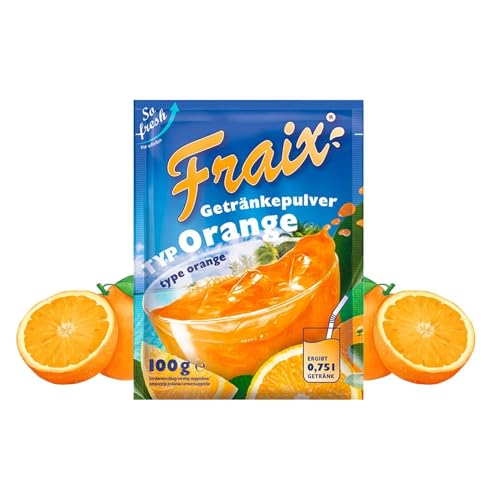 FRAIX Getränkepulver Orange 100er Pack (100 x 100g) Vorteilspack, Fruitt Instant Pulver mit Frucht Geschmack, Fruchtpulver perfekt für Unterwegs, Geburtstagsparty von Fraix