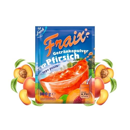 FRAIX Getränkepulver Pfirsich 100er Pack (100 x 100g) Vorteilspack, Fruitt Instant Pulver mit Peach Geschmack, Fruchtpulver perfekt für Unterwegs, Geburtstagsparty von Fraix