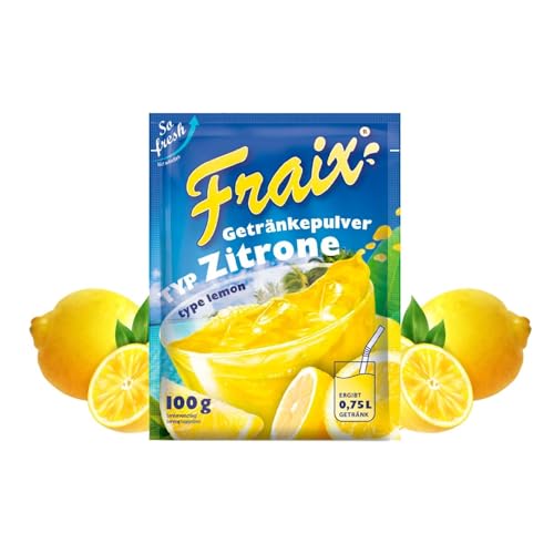 FRAIX Getränkepulver Zitrone 100er Pack (100 x 100g) Vorteilspack, Fruitt Instant Pulver mit Zitrus Geschmack, Fruchtpulver perfekt für Unterwegs, Geburtstagsparty von Fraix