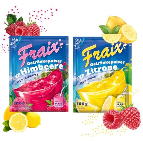 FRAIX Getränkpulver Himbeere + Zitrone (50er KOMBIPACK) (je 25 x 100g) fruchtig & erfrischend - mit Vitamin C von Fraix