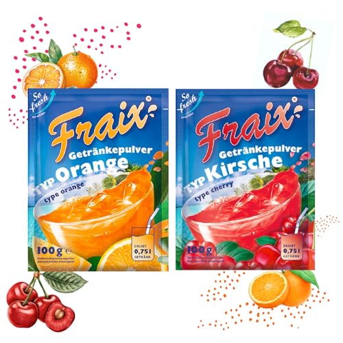 FRAIX Getränkpulver Kirsche + Orange (50er KOMBIPACK) (je 25 x 100g) fruchtig & erfrischend - mit Vitamin C von Fraix