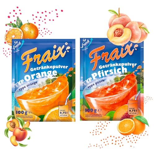 FRAIX Getränkpulver Orange + Pfirsich (50er KOMBIPACK) (je 25 x 100g) fruchtig & erfrischend - mit Vitamin C von Fraix