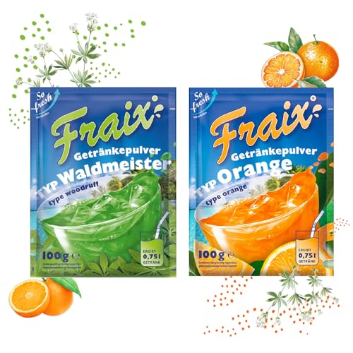 FRAIX Getränkpulver Orange + Waldmeister (50er KOMBIPACK) (je 25 x 100g) fruchtig & erfrischend - mit Vitamin C von Fraix