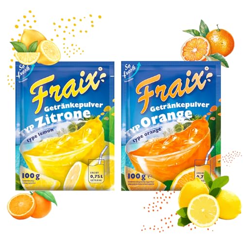 FRAIX Getränkpulver Orange + Zitrone (50er KOMBIPACK) (je 25 x 100g) fruchtig & erfrischend - mit Vitamin C von Fraix