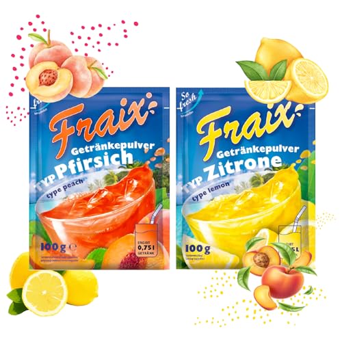 FRAIX Getränkpulver Pfirsich + Zitrone (50er KOMBIPACK) (je 25 x 100g) fruchtig & erfrischend - mit Vitamin C von Fraix