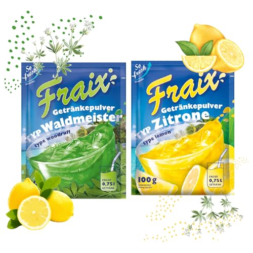 FRAIX Getränkpulver Waldmeister + Zitrone (50er KOMBIPACK) (je 25 x 100g) fruchtig & erfrischend - mit Vitamin C von Fraix