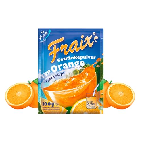 FRAIX Getränkepulver Orange, 25er Pack (25 x 100g) Vorteilspack, Fruitt Instant Pulver mit Frucht Geschmack, Fruchtpulver perfekt für Unterwegs, Geburtstagsparty von Fraix