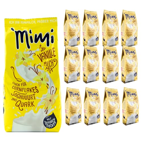 Mimi Milch-Mix-Drink Vanille Getränkepulver 12 x 400g - Vorratspack - Köstliches Getränk mit Vanillegeschmack - Warm und kalt löslich. Ideal für Freizeit, Büro, große Familie von Fraix