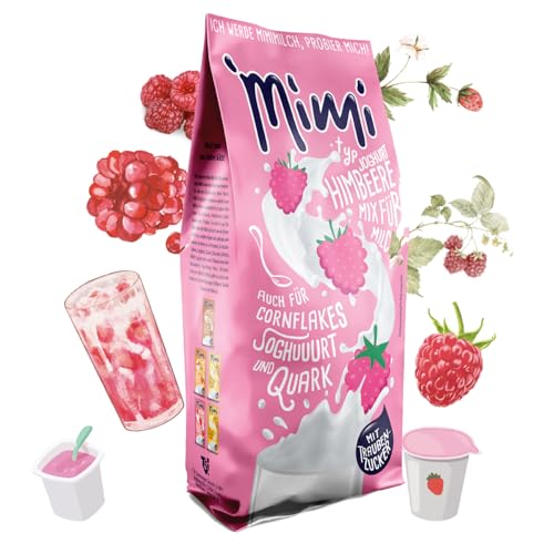 Mimi Milchmix Joghurt Himbeere Getränkepulver 24 x 400g - Vorratspack - Milchlösliches Getränkepulver mit Erdbeere-Geschmack - Warm und kalt löslich. Ideal für Freizeit, Büro, große Familie von Fraix