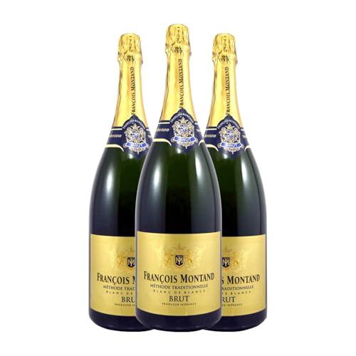 François Montand Blanc de Blancs Chardonnay Brut Champagne Magnum-Flasche 1,5 L Weißer Sekt (Karton mit 3 Magnum-Flasche von 1,5 L) von François Montand