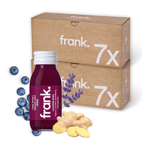 FRANK SHOT Lavender Skies - 14 x 60ml - Bio Ingwer-Eisen-Shots mit Heidelbeere und Lavendel, Vegan, Nachhaltig im Glas, Ohne Konservierungsstoffe von Frank Juice
