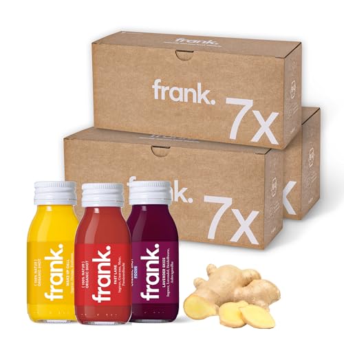 FRANK SHOTKUR - 21 x 60ml - 1 Woche, Bio Ingwer-Shots mit verschiedenen Ingwer-Gehalten, innovative Mischungen, Vegan, Nachhaltig im Glas, Ohne Konservierungsstoffe von Frank Juice