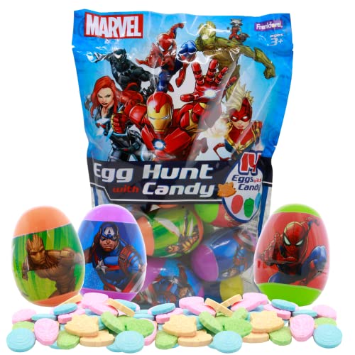 Ostereier mit Süßigkeiten gefüllt, Kunststoff, Marvel Egg Hunt mit harten Süßigkeiten im Inneren, 14 Eier, 70 g von Frankford