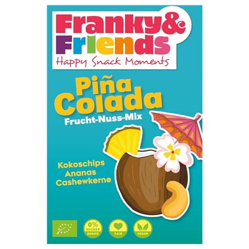 Franky & Friends Pina Colada Bio-Nuss-Frucht-Mix, 100g, faire Bio-Kokoschips, Ananas und Cashew, Karibik Nussmix, ohne Rosinen, 100% natürlich, 0% Zuckerzusatz von Franky & Friends