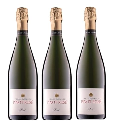 3x 0,75l - 2019er - Franz Keller - Schwarzer Adler - Pinot Rosé - brut - Sekt Baden - Deutschland - Rosé-Schaumwein brut von Franz Keller - Schwarzer Adler